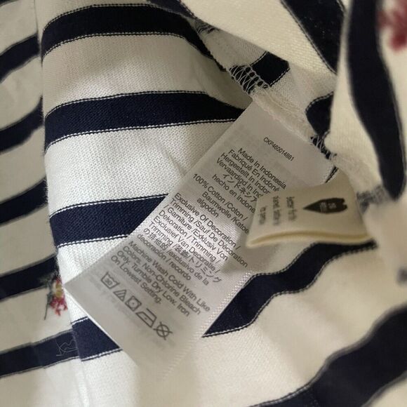 MADEWELL Navy stripe embroidered boxy cut shirt size small - Picture 5 of 6